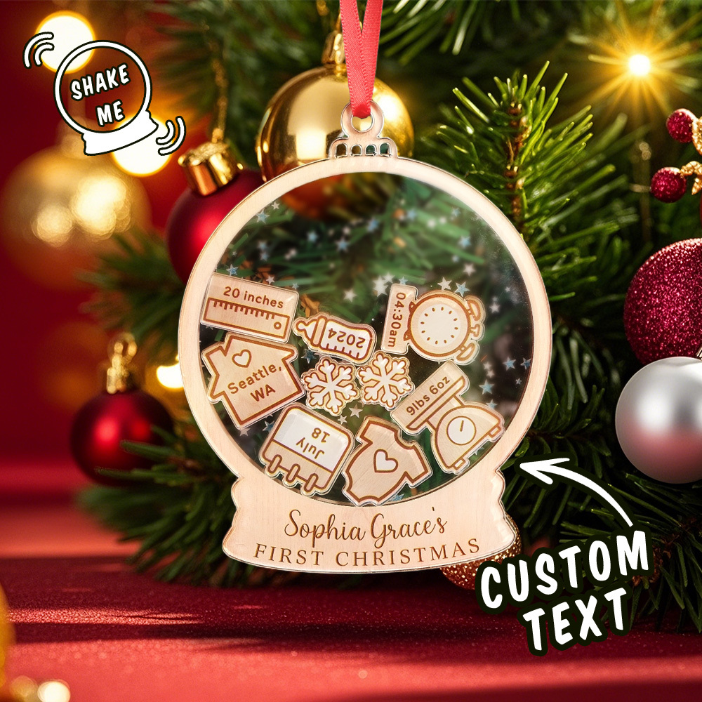 Personalized Baby's First Christmas Ornament 4D Shake Babies Ornament Baby Shower Gift Christmas Gifts