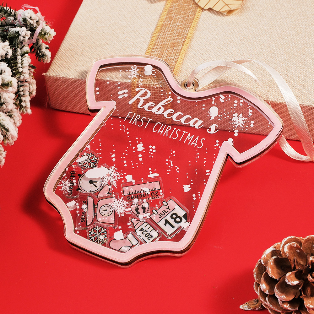 Personalized Baby's First Christmas Ornament 4D Shake Babies Ornament Baby Shower Gift