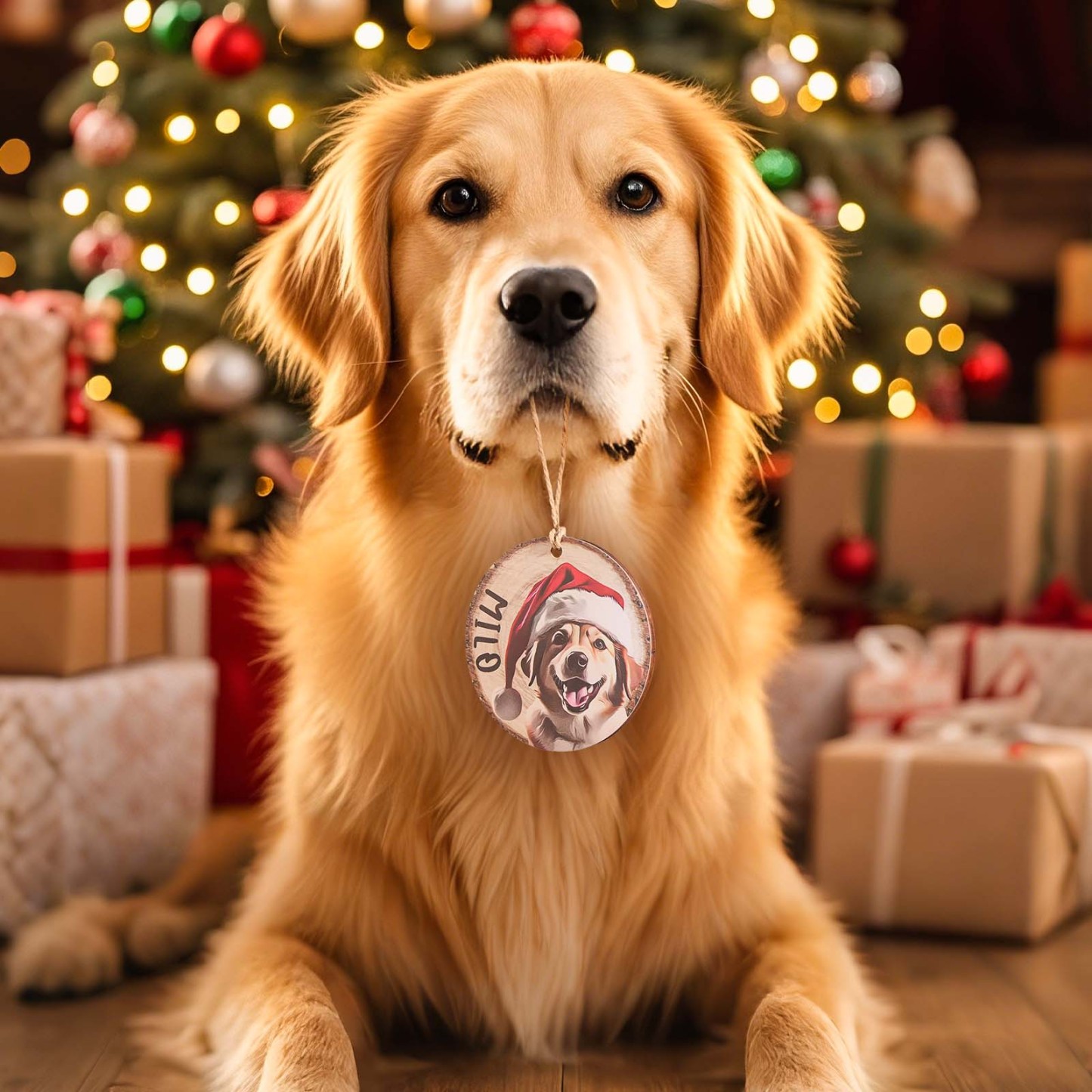 Personalized Pet Photo Christmas Ornament Custom Pet Portrait with Name Gift