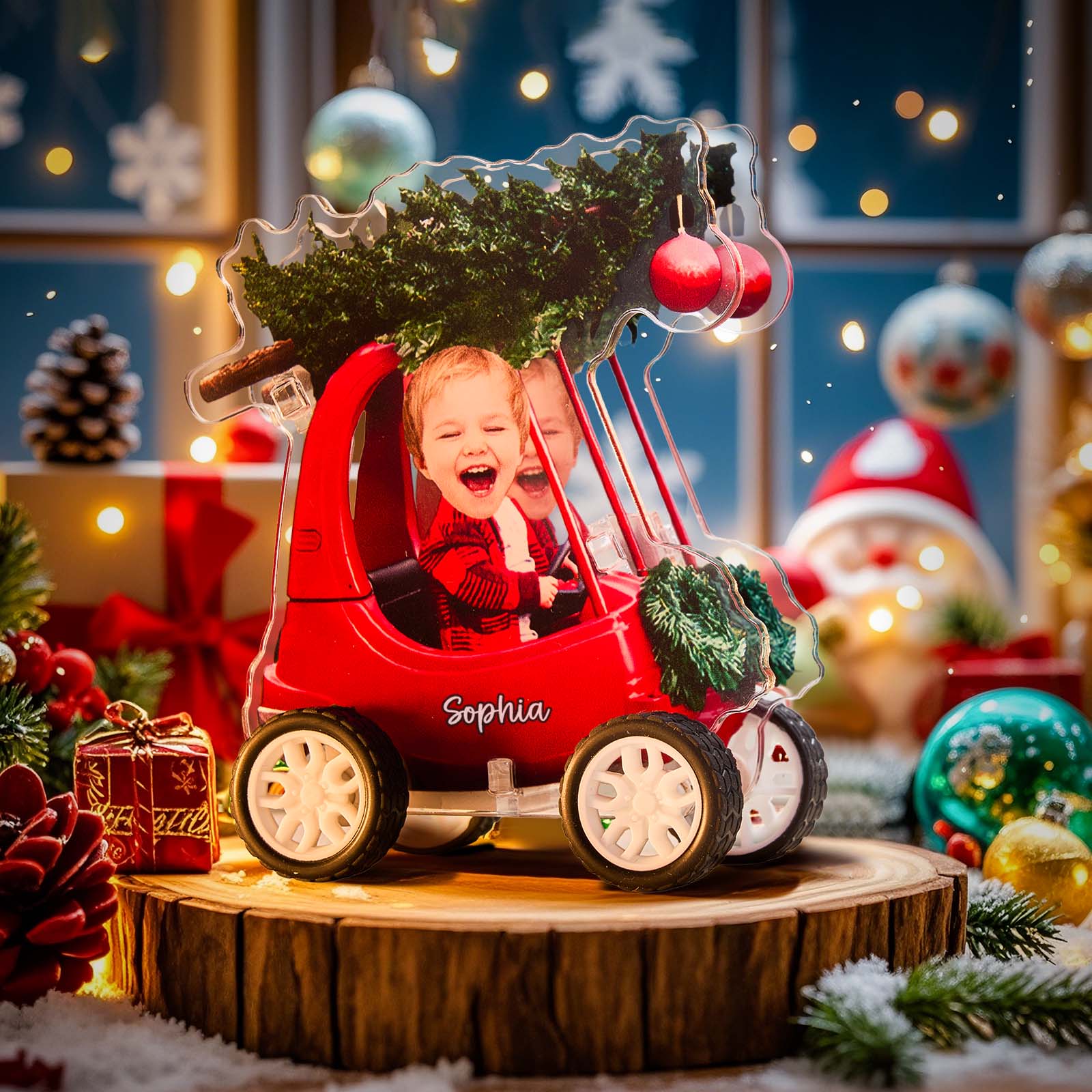 Custom Photo And Lettering Christmas Pull-Back Trolley Color