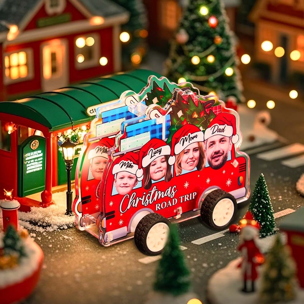 Personalized Photo And Name Family Bus Christmas Color Pull-Back Car