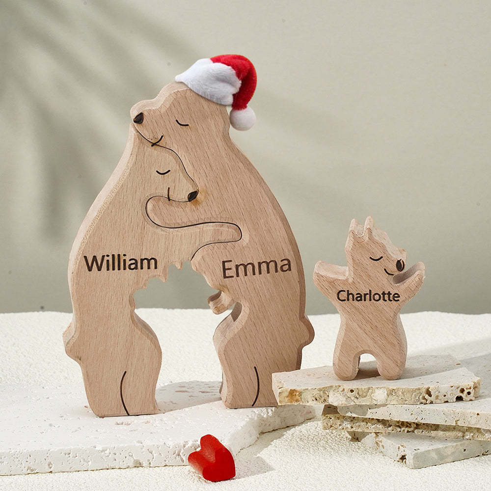 Custom Names Christmas Wooden Bears Family Puzzle Home Decor Christmas Gifts -