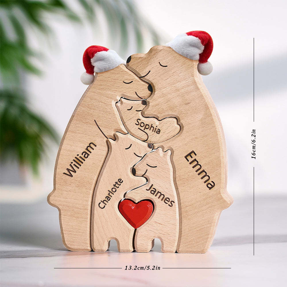 Custom Names Christmas Wooden Bears Family Puzzle Home Decor Christmas Gifts -
