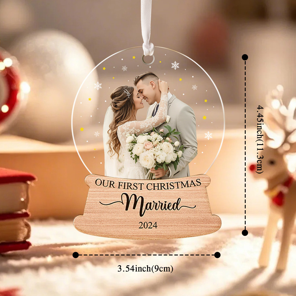 First Christmas Married Ornament, Personalized Couple Ornament, Just Married Christmas Ornaments, Custom Photo Ornament, Custom Couple Gifts