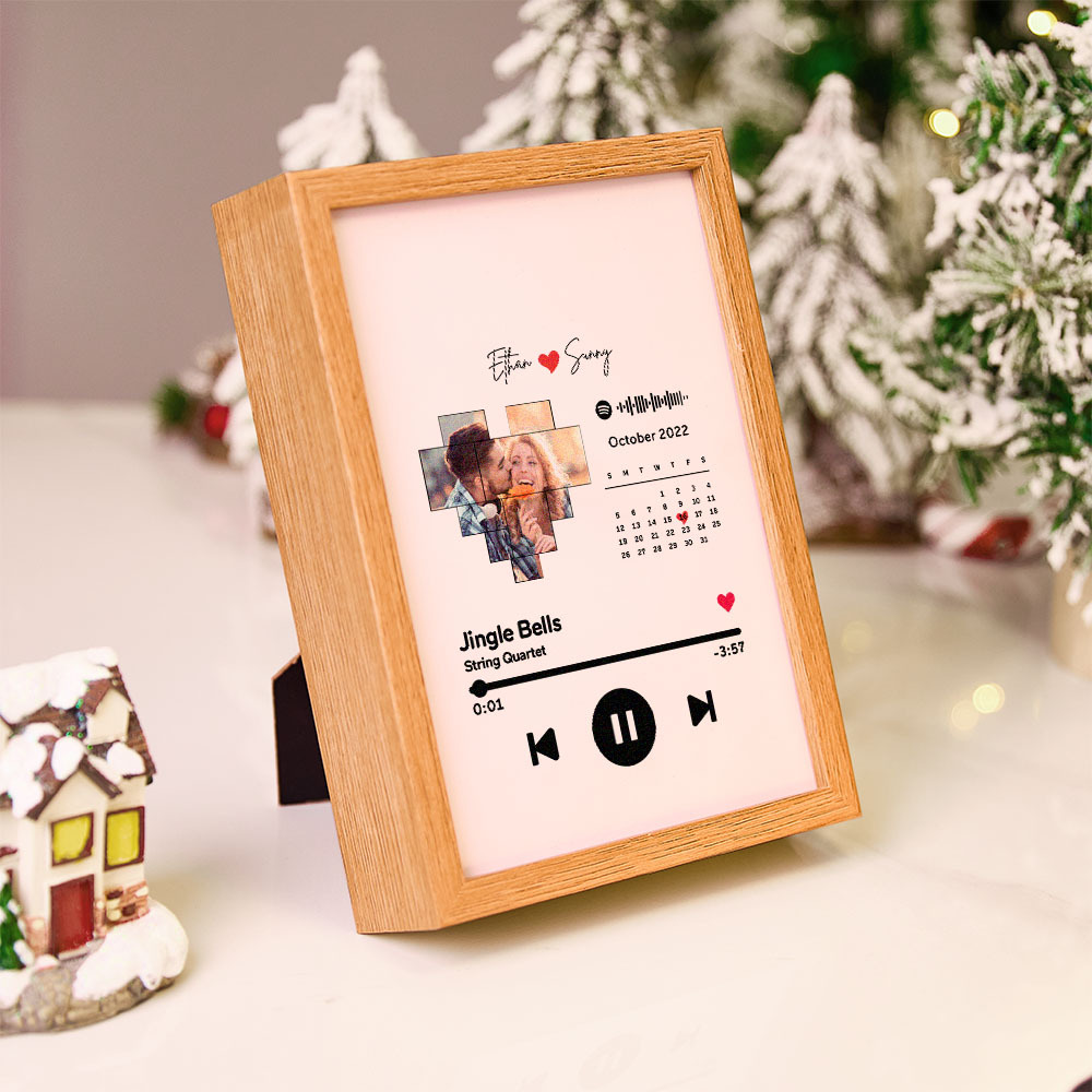 Custom Photo Spotify Music Calendar Plaque Personalized Photo and Song Display Decor Christmas Gifts Anniversary Gift For Couples