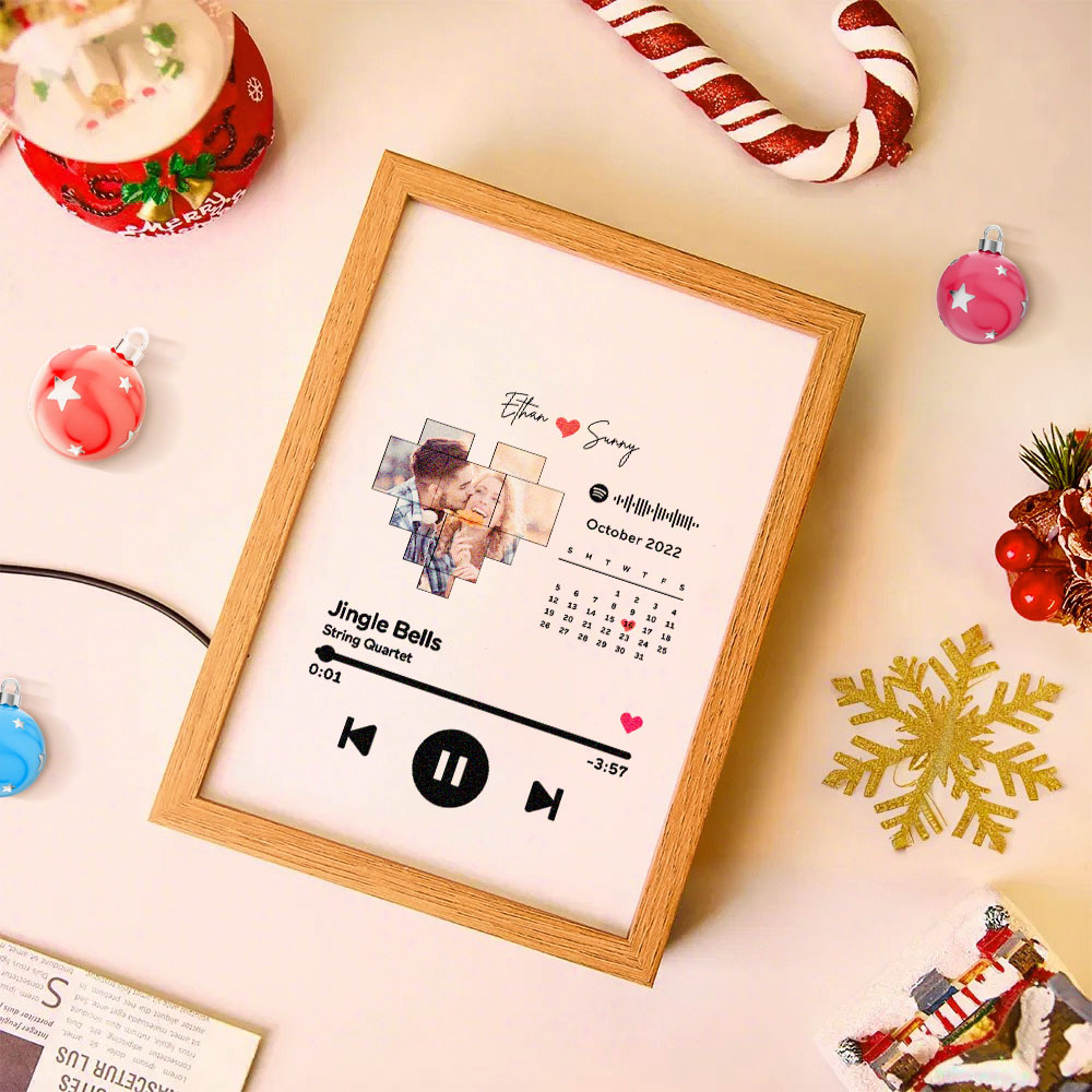 Custom Photo Spotify Music Calendar Plaque Personalized Photo and Song Display Decor Christmas Gifts Anniversary Gift For Couples