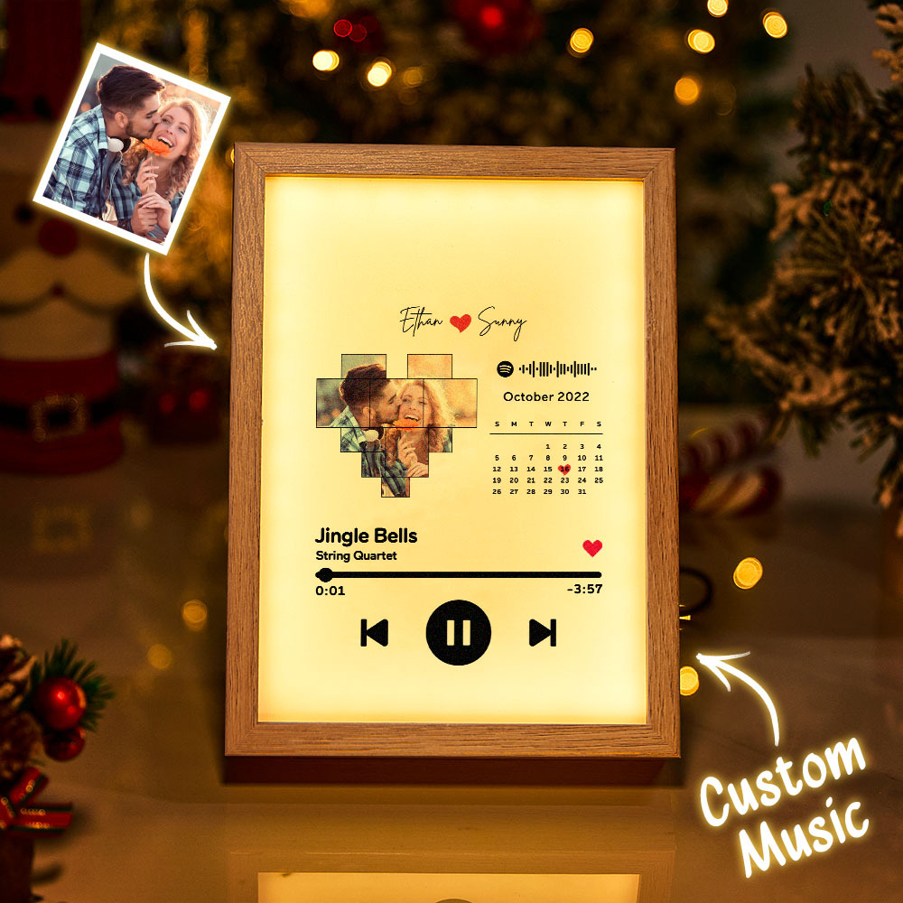 Custom Photo Spotify Music Calendar Plaque Personalized Photo and Song Display Decor Christmas Gifts Anniversary Gift For Couples