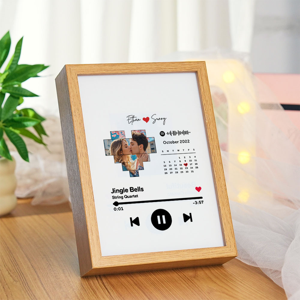 Custom Photo Spotify Music Calendar Plaque Personalized Photo and Song Display Decor Christmas Gifts Anniversary Gift For Couples