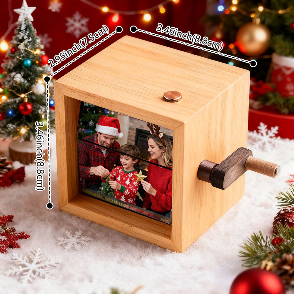Custom Flip Book Frame Animation Machine Mechanical Hand-cranked Photo Album with Light Black Walnut Baby Photo Cube Frame Creative Gift