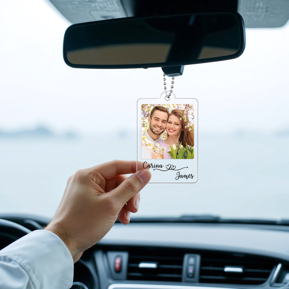 Hanging Car Photo Frames Custom Gift for Mom, Car Accessories, Personalized Memorial Gifts for Mother, Car Mirror Decor, Gifts for Dad