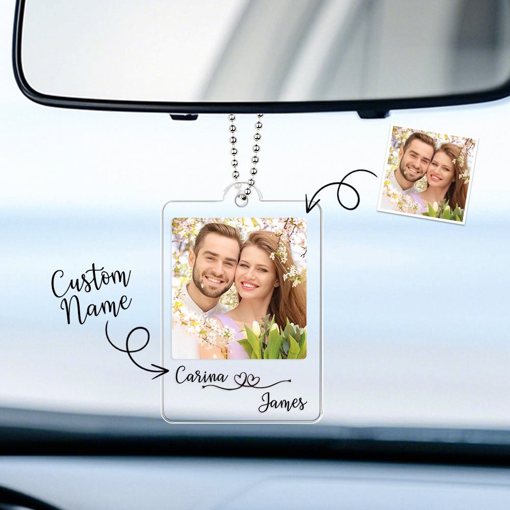 Hanging Car Photo Frames Custom Gift for Mom, Car Accessories, Personalized Memorial Gifts for Mother, Car Mirror Decor, Gifts for Dad