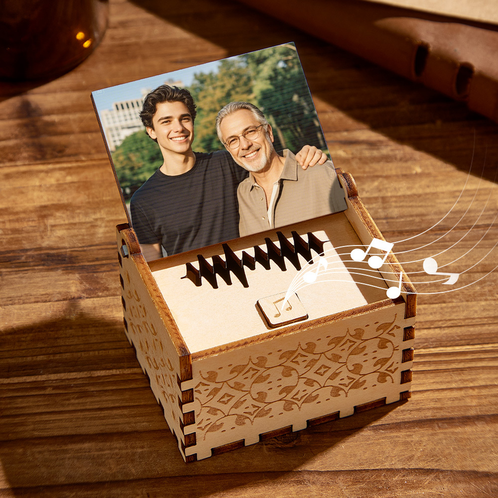 Custom Happy Father's Day Digital Music Box Personalized Wooden Photo Music Box Gifts for Dad