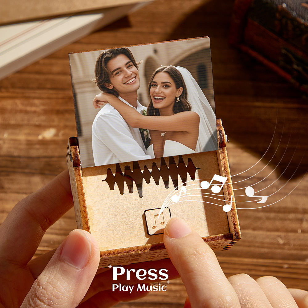 Personalized Wedding Song Music Box Custom Photo & Text Gift for Couples