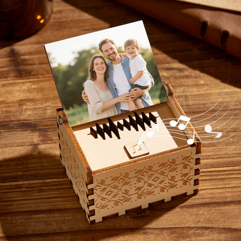 Personalized Family Song Music Box Custom Wooden Photo Music Box Gifts for Family