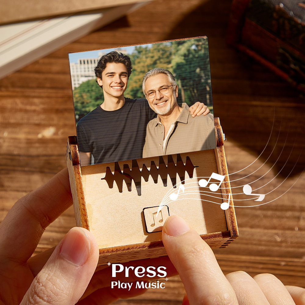 Custom Happy Father's Day Digital Music Box Personalized Wooden Photo Music Box Gifts for Dad