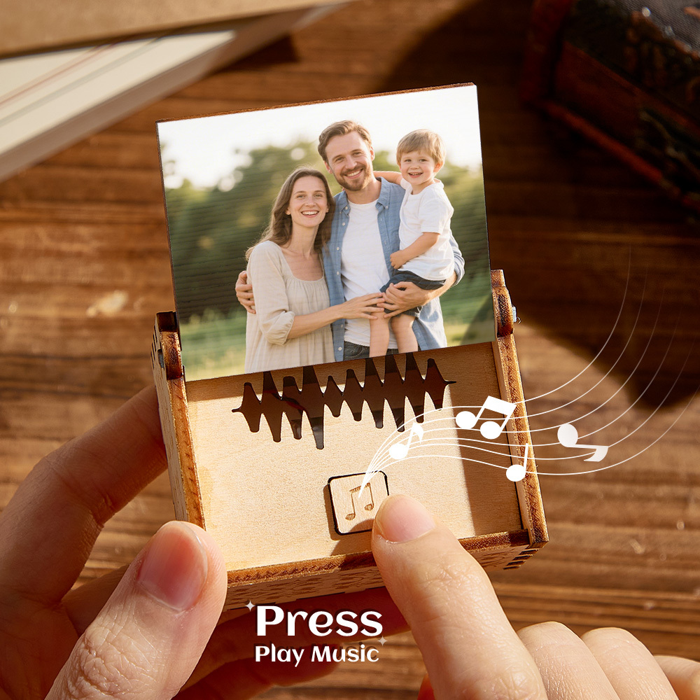 Personalized Family Song Music Box Custom Wooden Photo Music Box Gifts for Family