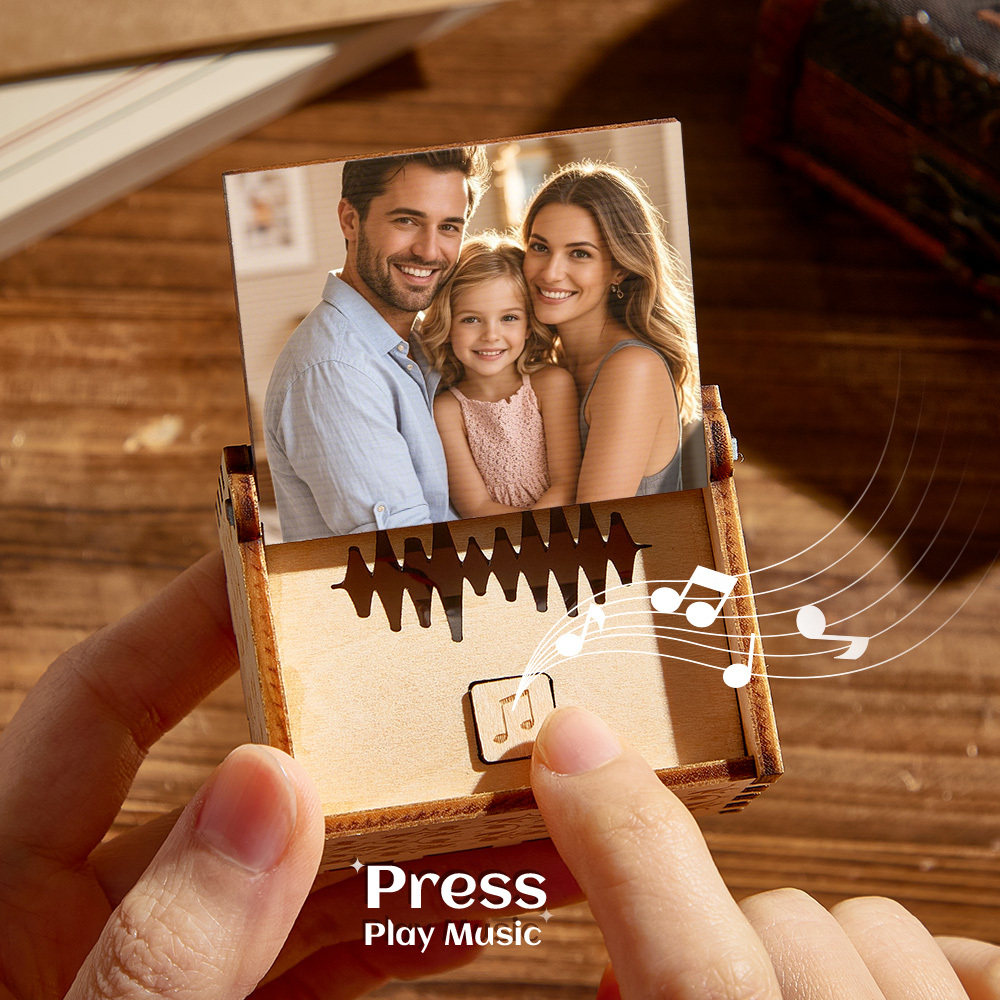 Personalized Family Song Music Box Custom Wooden Photo Music Box Gifts for Family