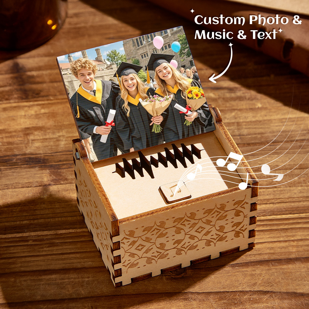 Custom Digital Music Box Any song Tune or Voice Graduation Gifts Personalized Wooden Photo Music Box