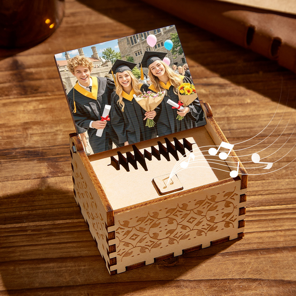 Custom Digital Music Box Any song Tune or Voice Graduation Gifts Personalized Wooden Photo Music Box