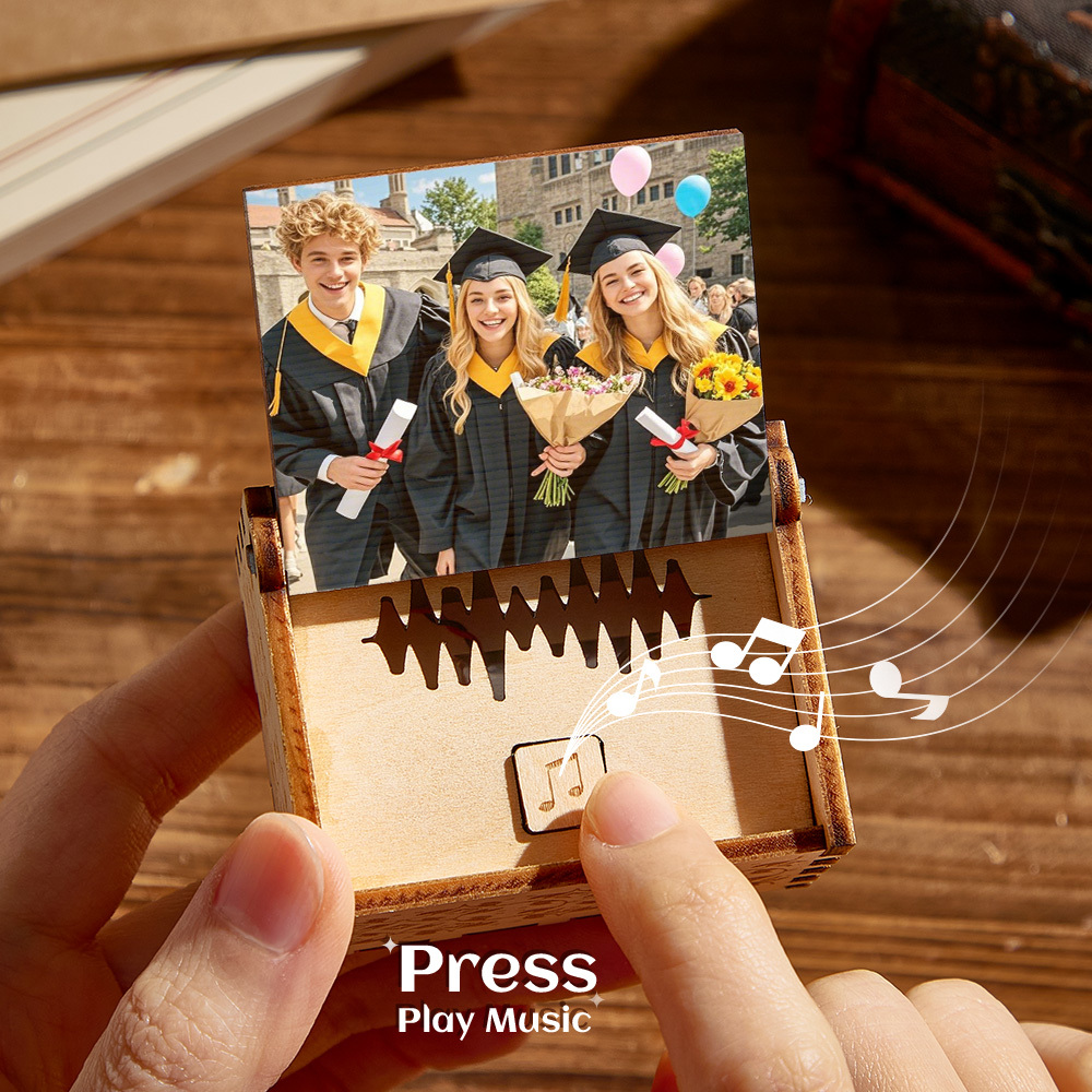 Custom Digital Music Box Any song Tune or Voice Graduation Gifts Personalized Wooden Photo Music Box