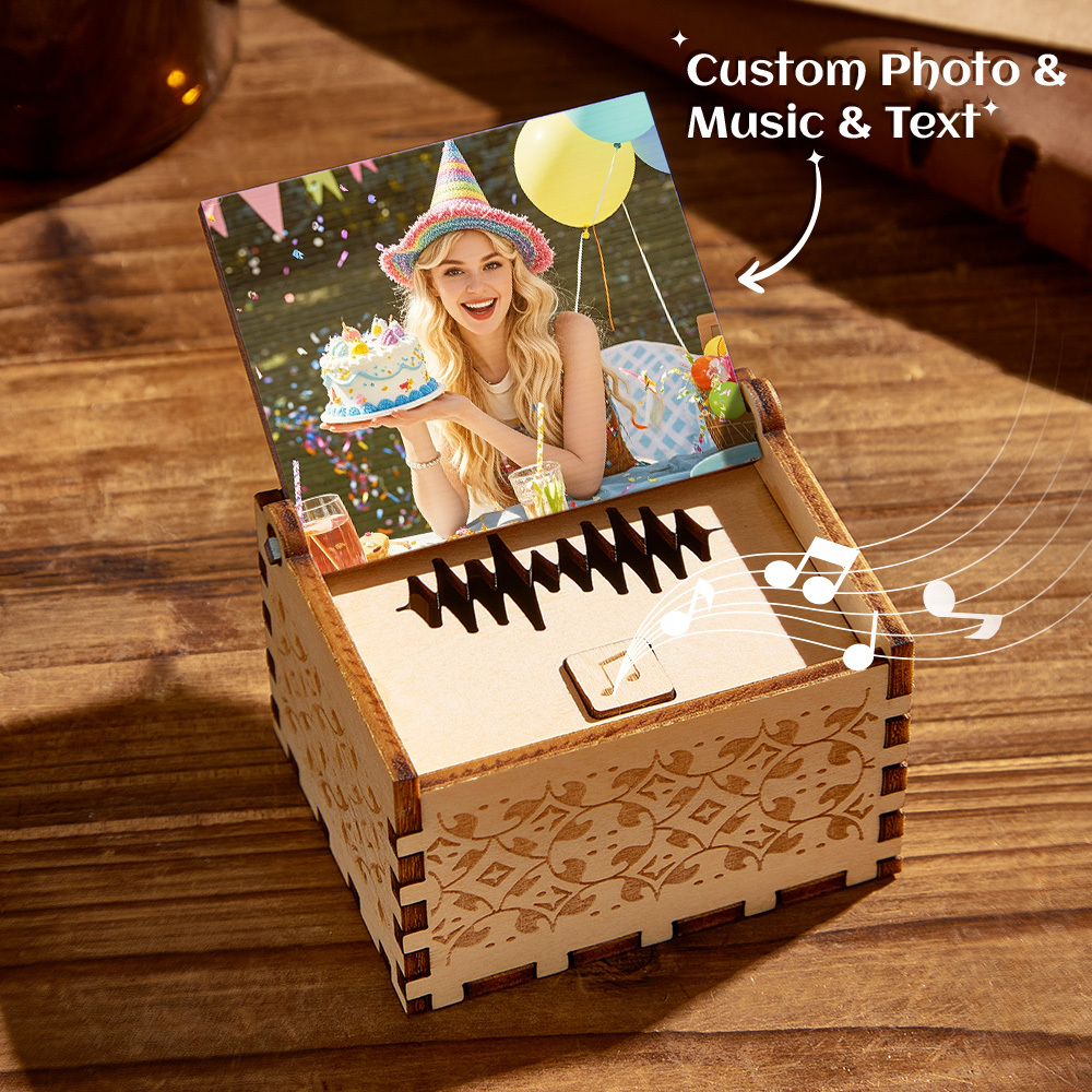 Custom Digital Music Box Any song Tune or Voice Birthday Gifts Personalized Wooden Photo Music Box