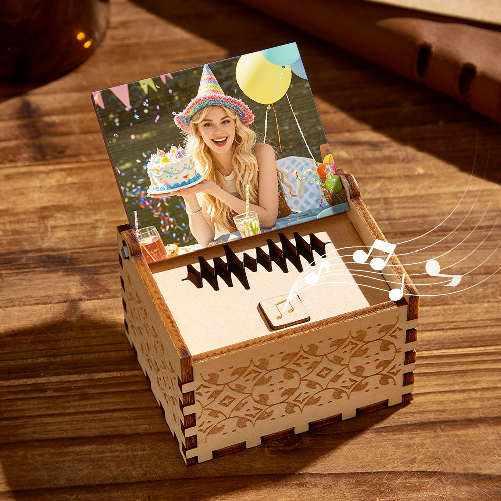 Custom Digital Music Box Any song Tune or Voice Birthday Gifts Personalized Wooden Photo Music Box