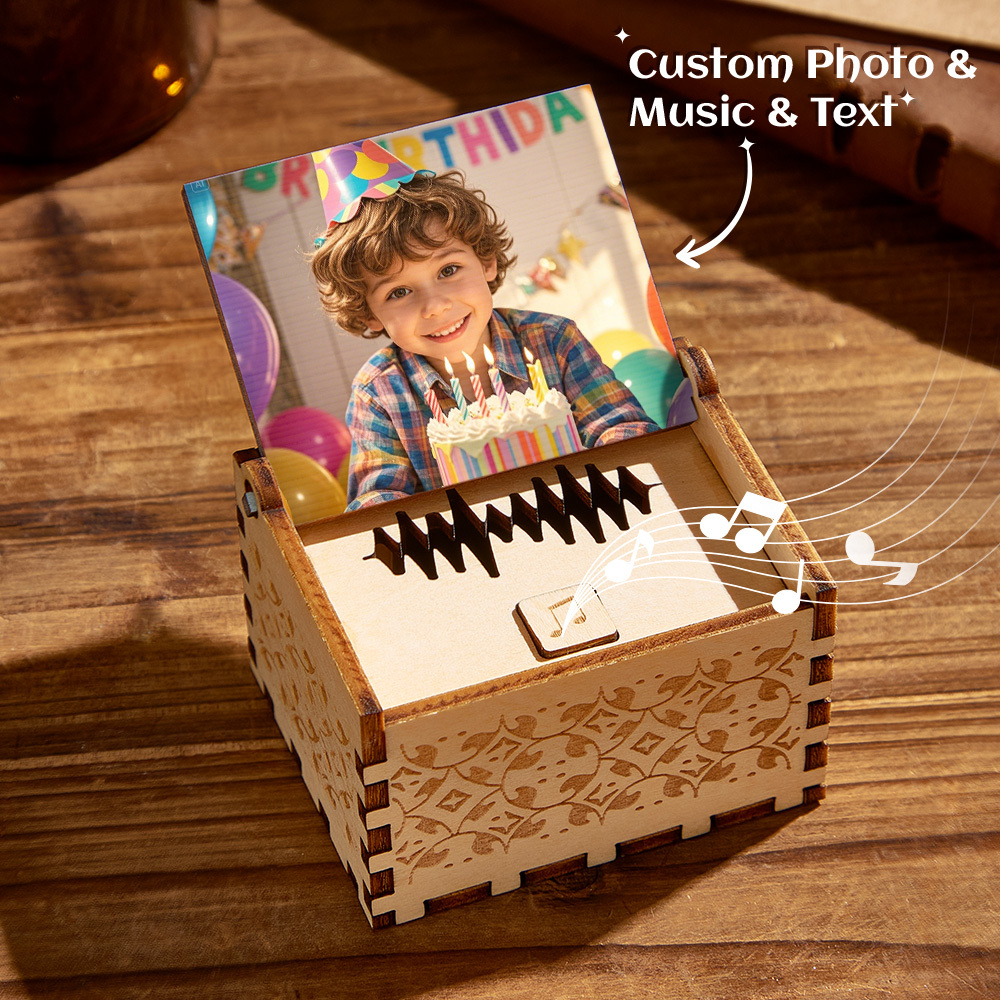 Custom Digital Music Box Any song Tune or Voice Birthday Gifts Personalized Wooden Photo Music Box