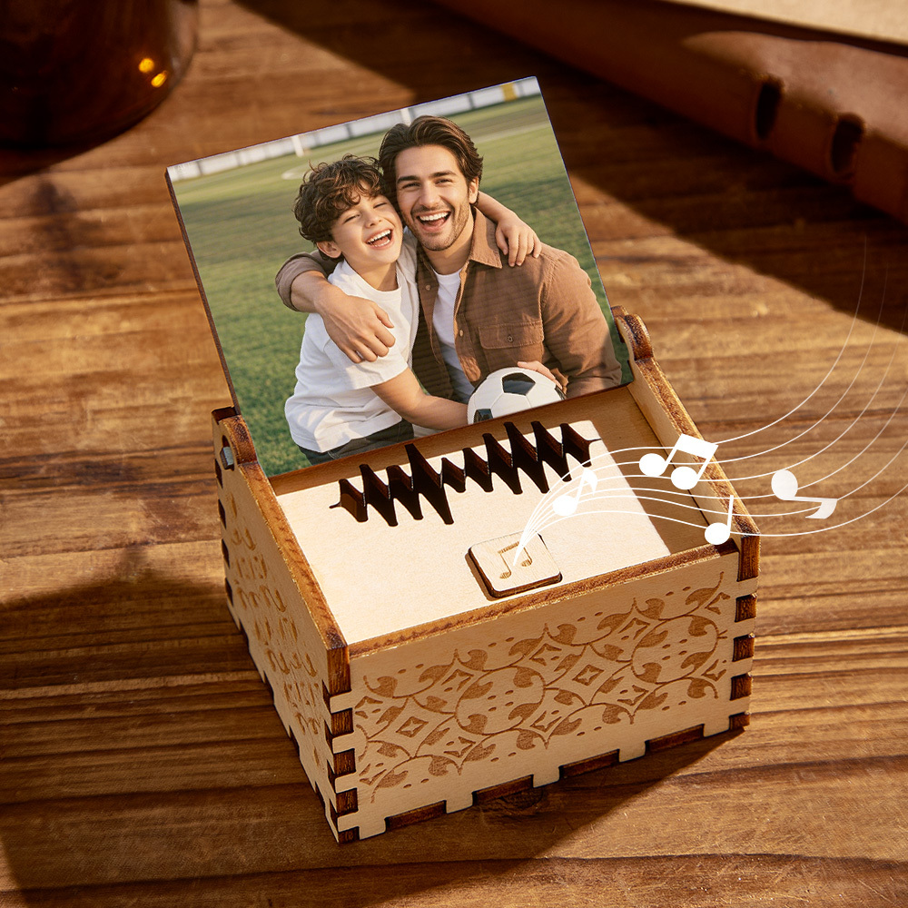 Custom Happy Father's Day Digital Music Box Personalized Wooden Photo Music Box Gifts for Dad