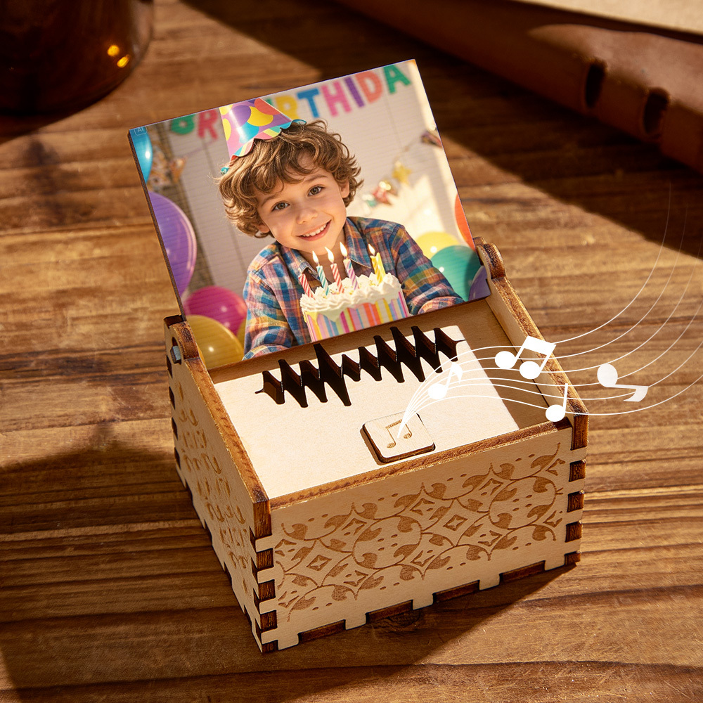 Custom Digital Music Box Any song Tune or Voice Birthday Gifts Personalized Wooden Photo Music Box