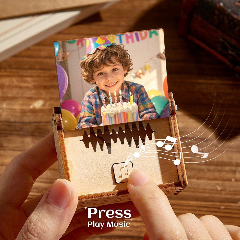 Custom Digital Music Box Any song Tune or Voice Birthday Gifts Personalized Wooden Photo Music Box