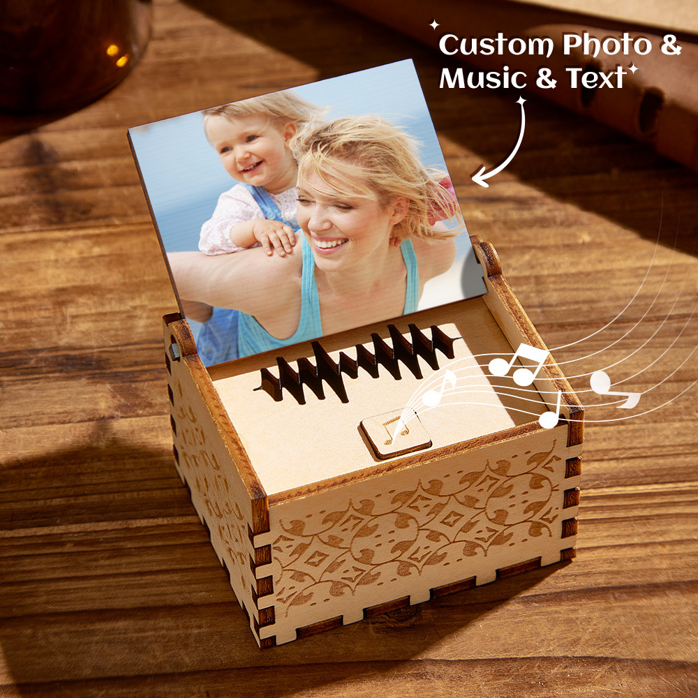 Custom Happy Mother's Day Digital Music Box Personalized Wooden Photo Music Box Gifts for Mom