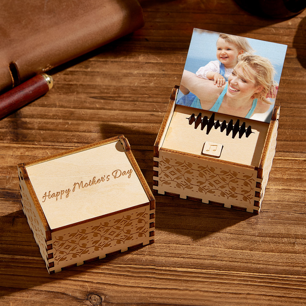 Custom Happy Mother's Day Digital Music Box Personalized Wooden Photo Music Box Gifts for Mom