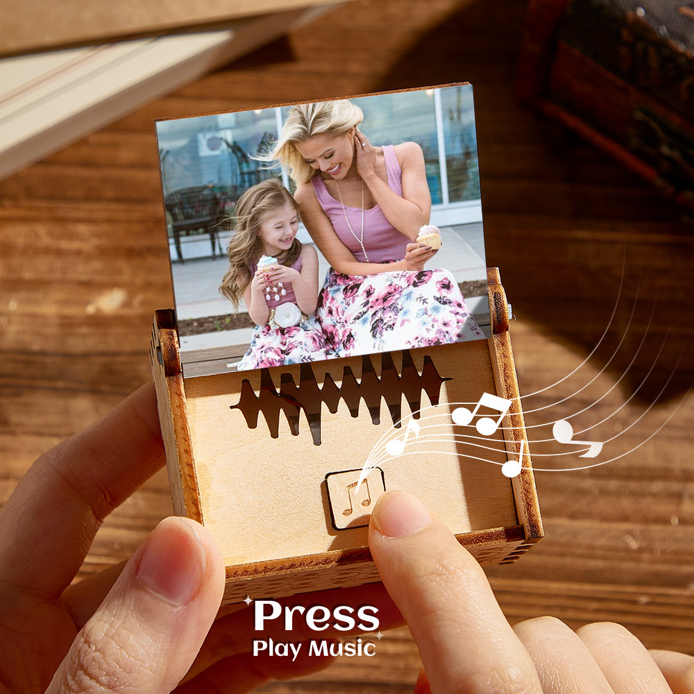 Custom Happy Mother's Day Digital Music Box Personalized Wooden Photo Music Box Gifts for Mom