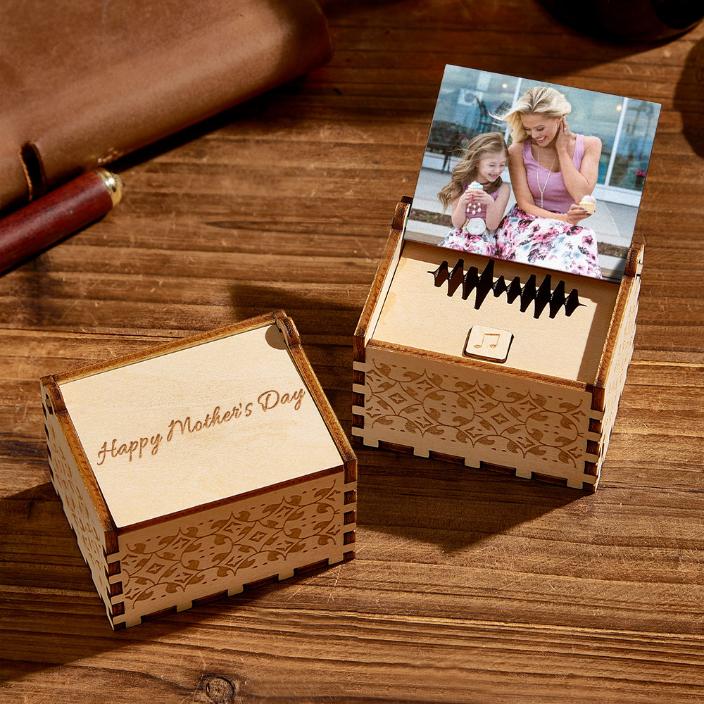 Custom Happy Mother's Day Digital Music Box Personalized Wooden Photo Music Box Gifts for Mom