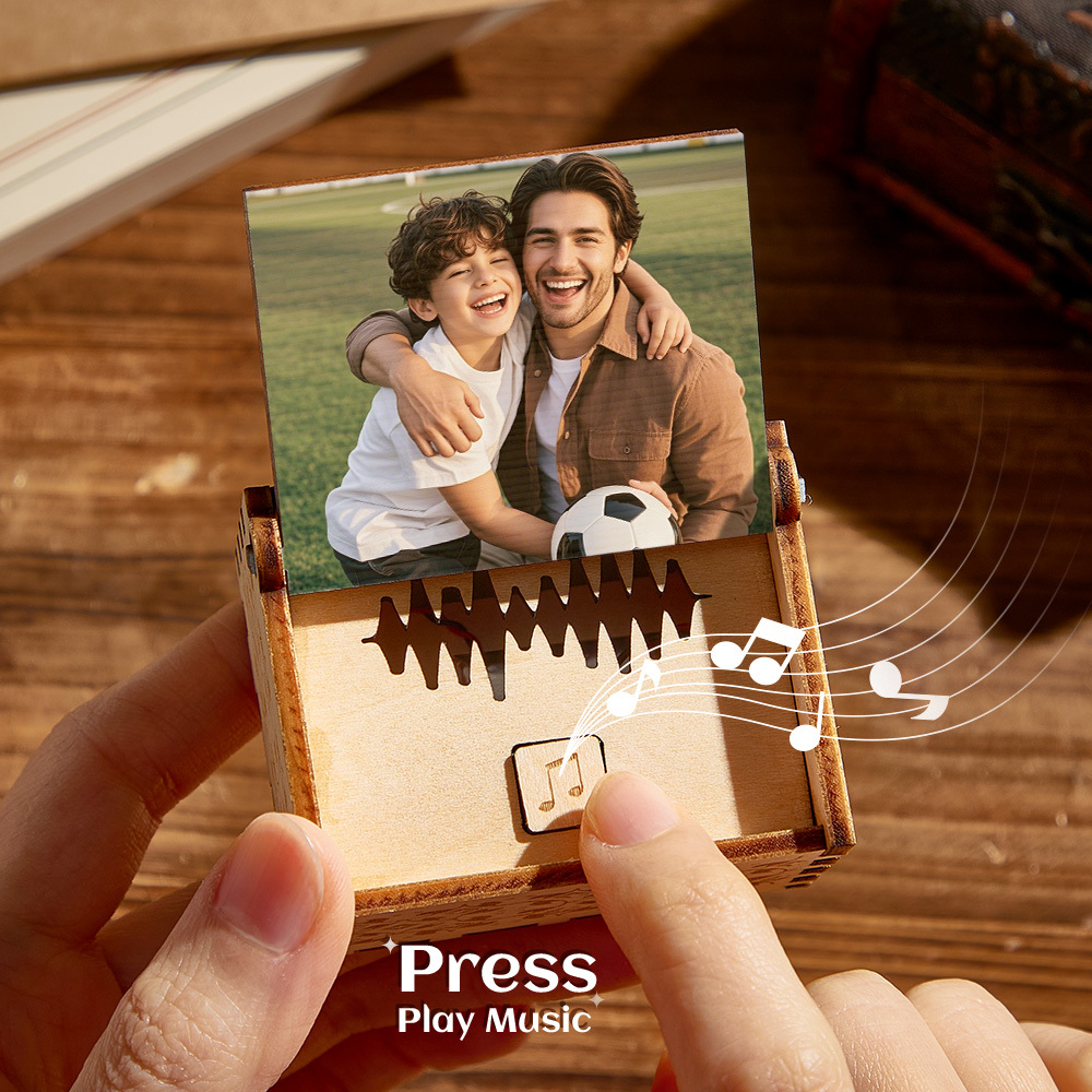 Custom Happy Father's Day Digital Music Box Personalized Wooden Photo Music Box Gifts for Dad