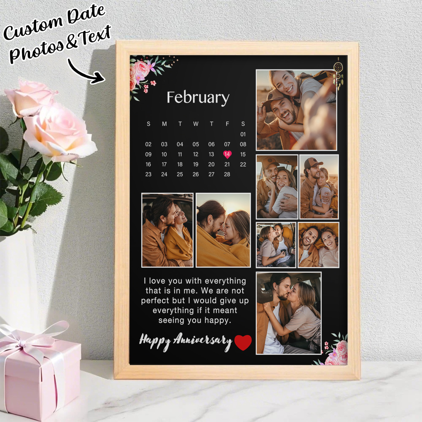 Custom Photo Calendar Frames Decor Gifts for Birthday Anniversary Gift For Couples