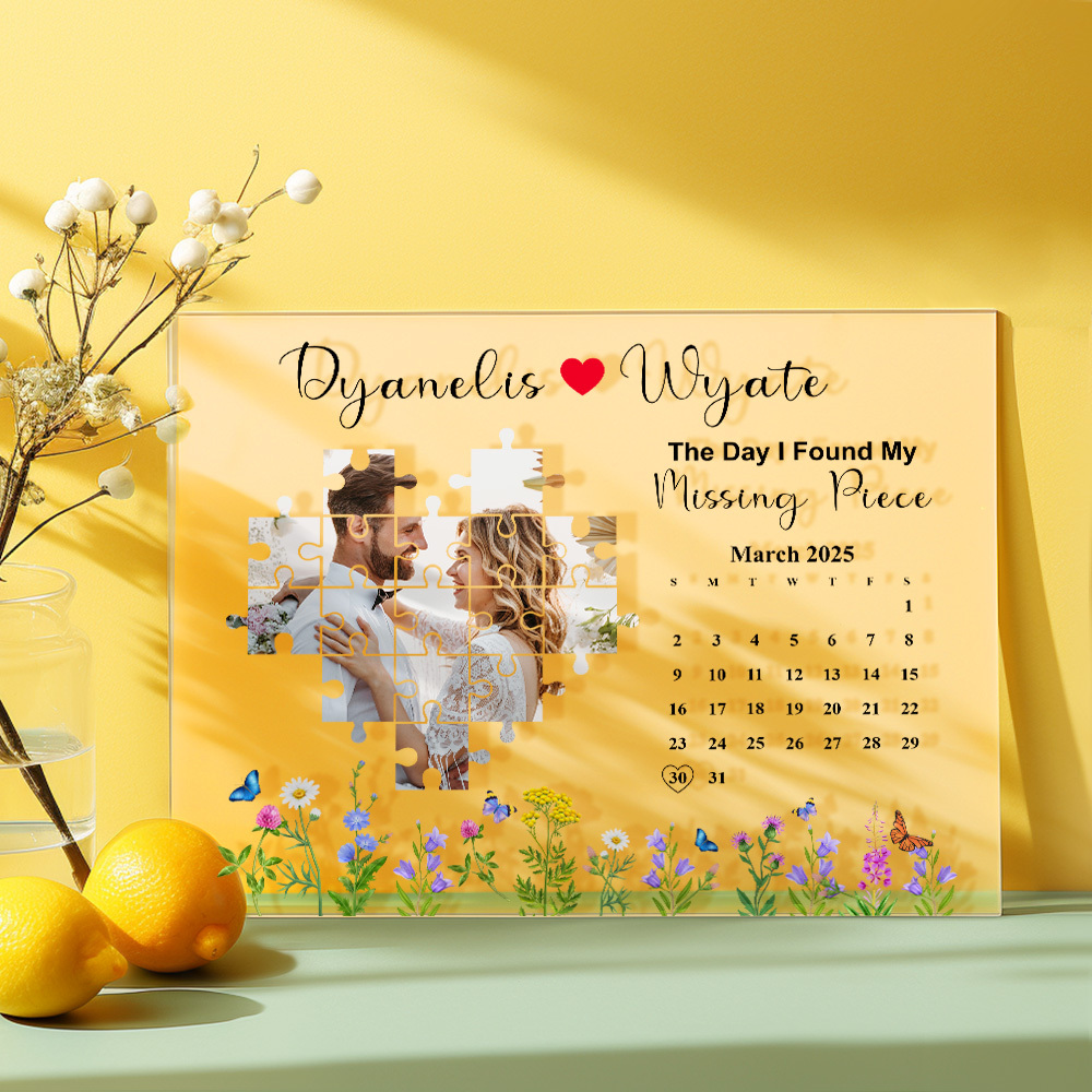 The Day I Found My Missing Piece Photo Calendar Plaque Personalized Gift Anniversary Gift