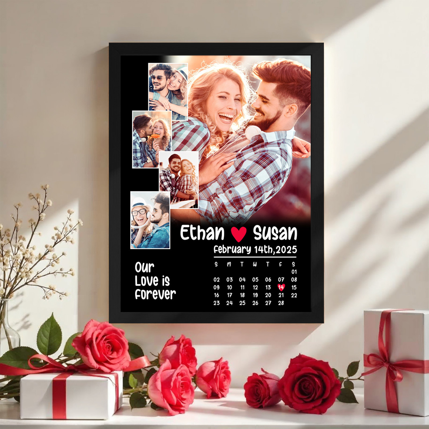 Custom Photo Frame Happy Moment Frame With 5 Pictures and Date Gift for Couples Personalized Anniversary Gifts