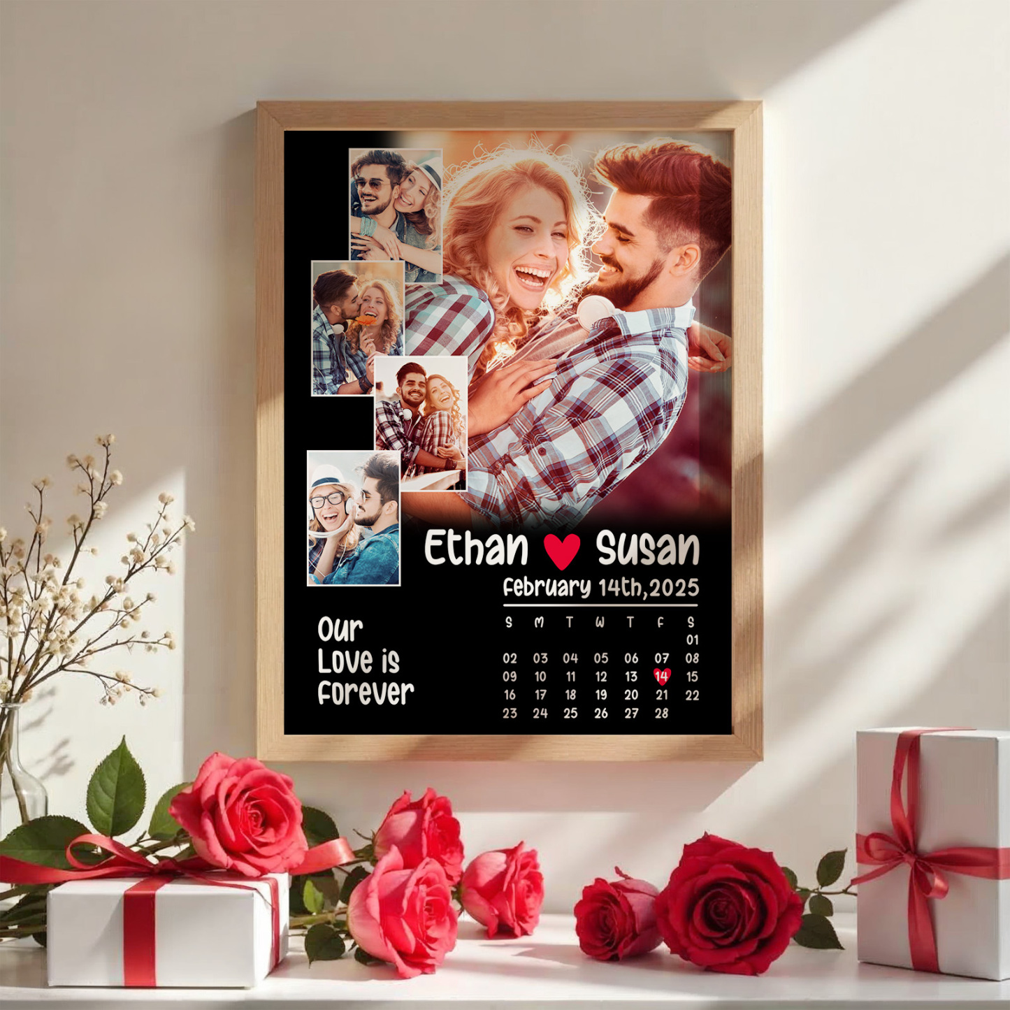 Custom Photo Frame Happy Moment Frame With 5 Pictures and Date Gift for Couples Personalized Anniversary Gifts