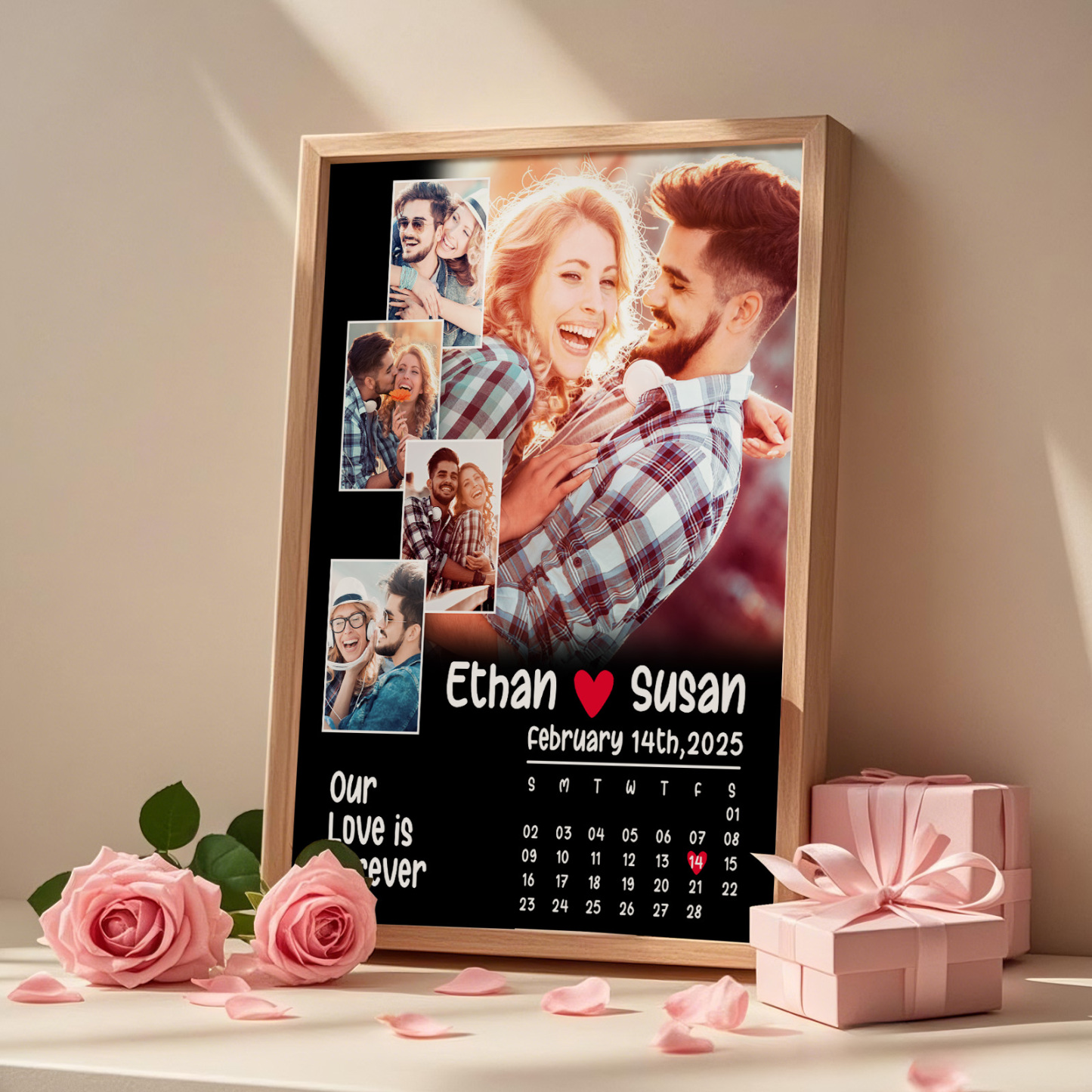 Custom Photo Frame Happy Moment Frame With 5 Pictures and Date Gift for Couples Personalized Anniversary Gifts