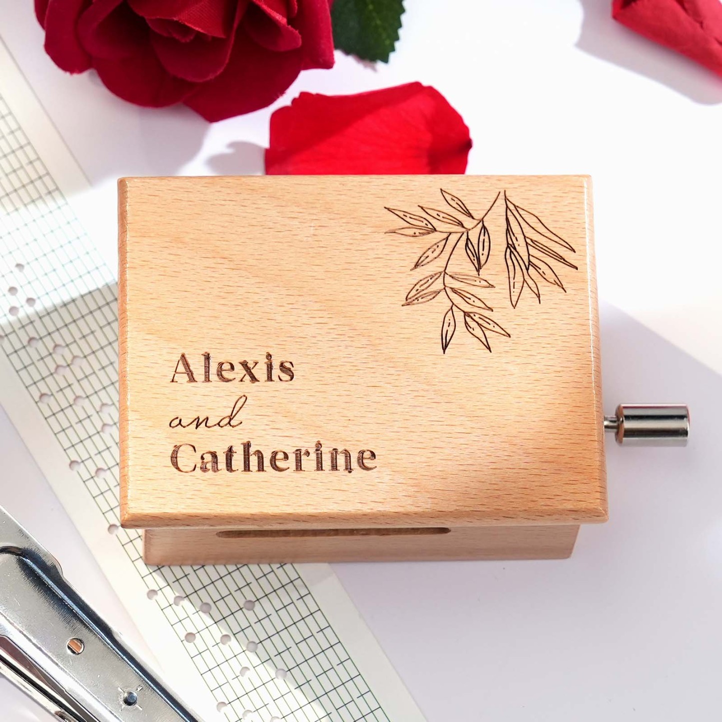 Melocraft Custom Hand Crank Paper Strip Music Box Personalized Music Box With Paper Strips Personalized Engraving
