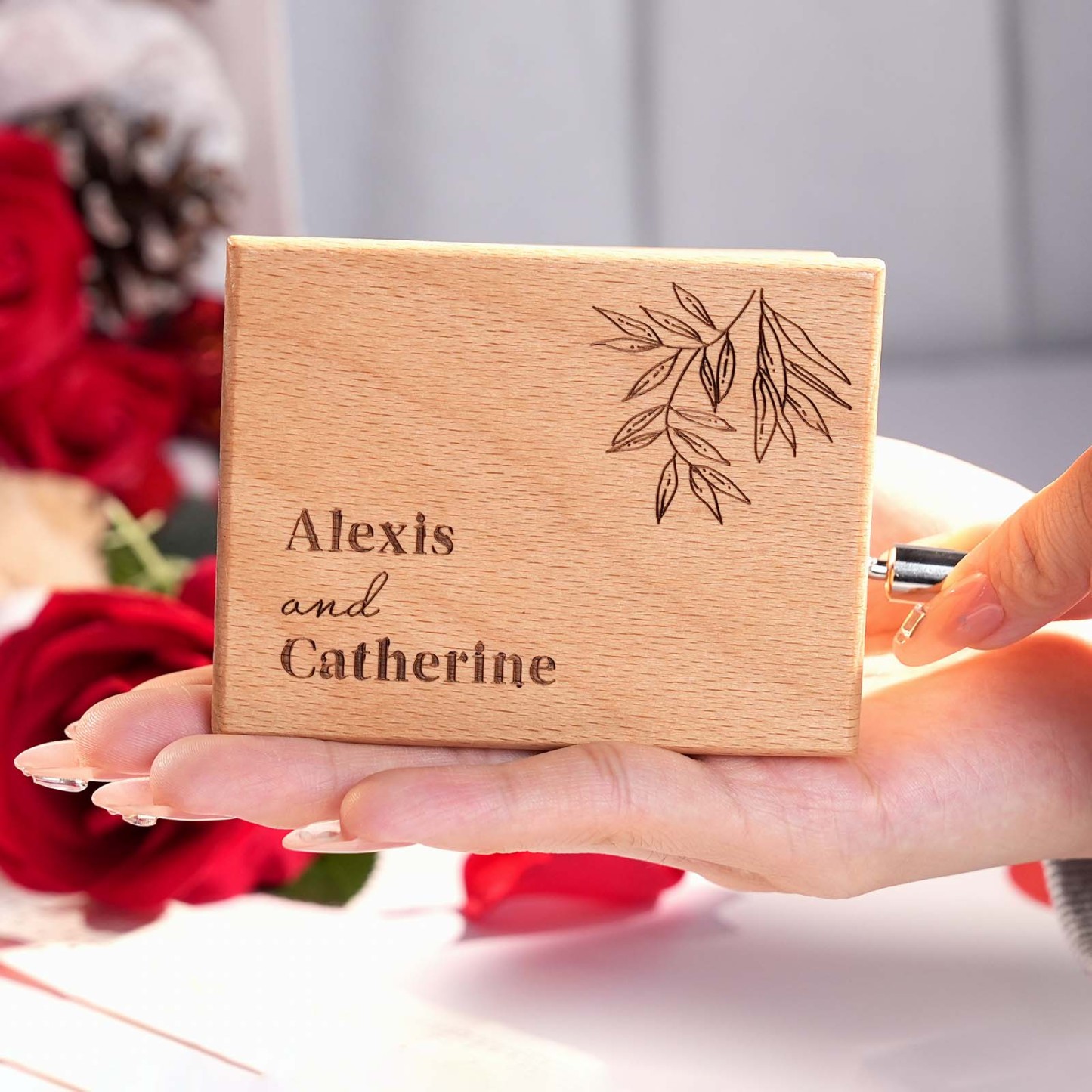 Melocraft Custom Hand Crank Paper Strip Music Box Personalized Music Box With Paper Strips Personalized Engraving