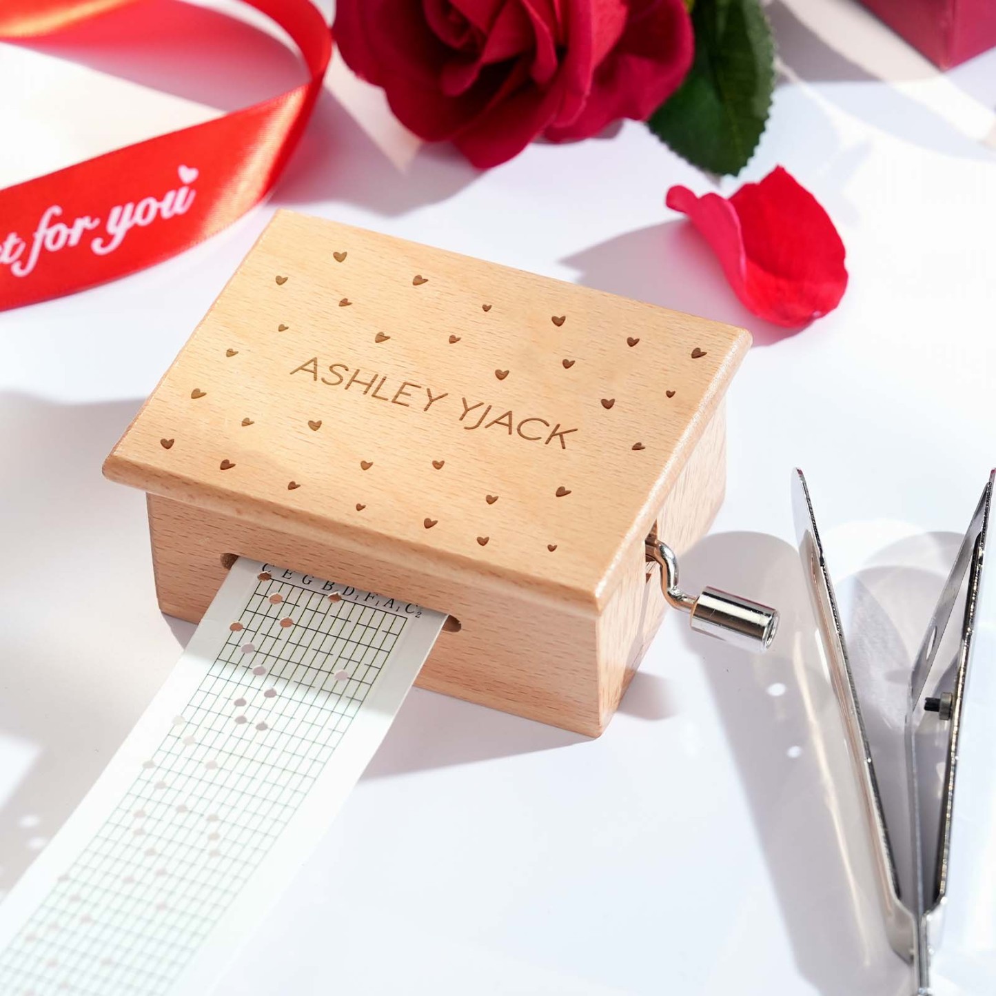 Melocraft Custom Hand Crank Paper Strip Music Box Personalized Music Box With Paper Strips Personalized Engraving