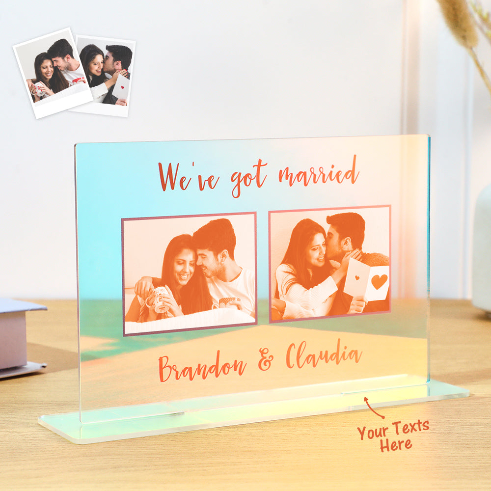 Custom Photo Transparent Gradient Color Acrylic Ornaments Personalized Engraved Keepsake for Couples -
