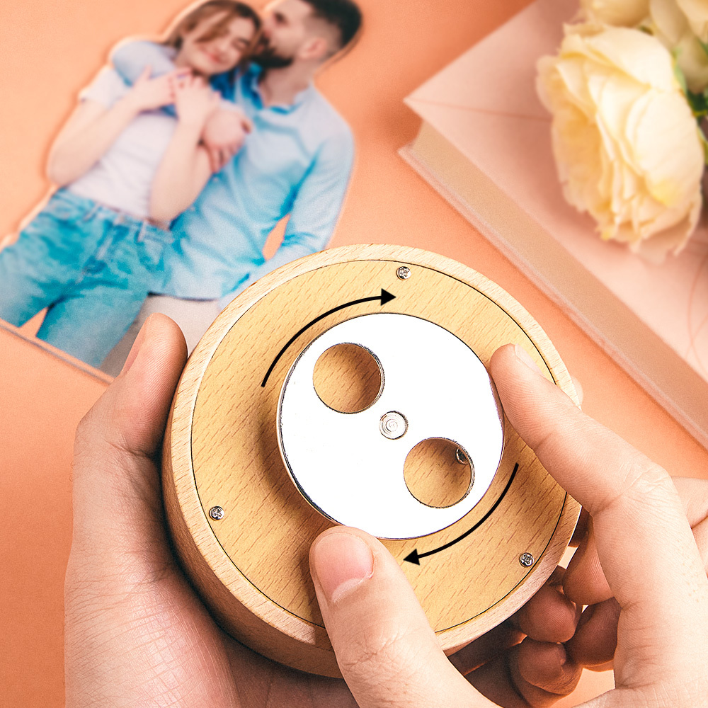 Personalized Photo Acrylic Music Box Custom Gift for Wedding Anniversary Birthday Valentines Day Gifts for Couples