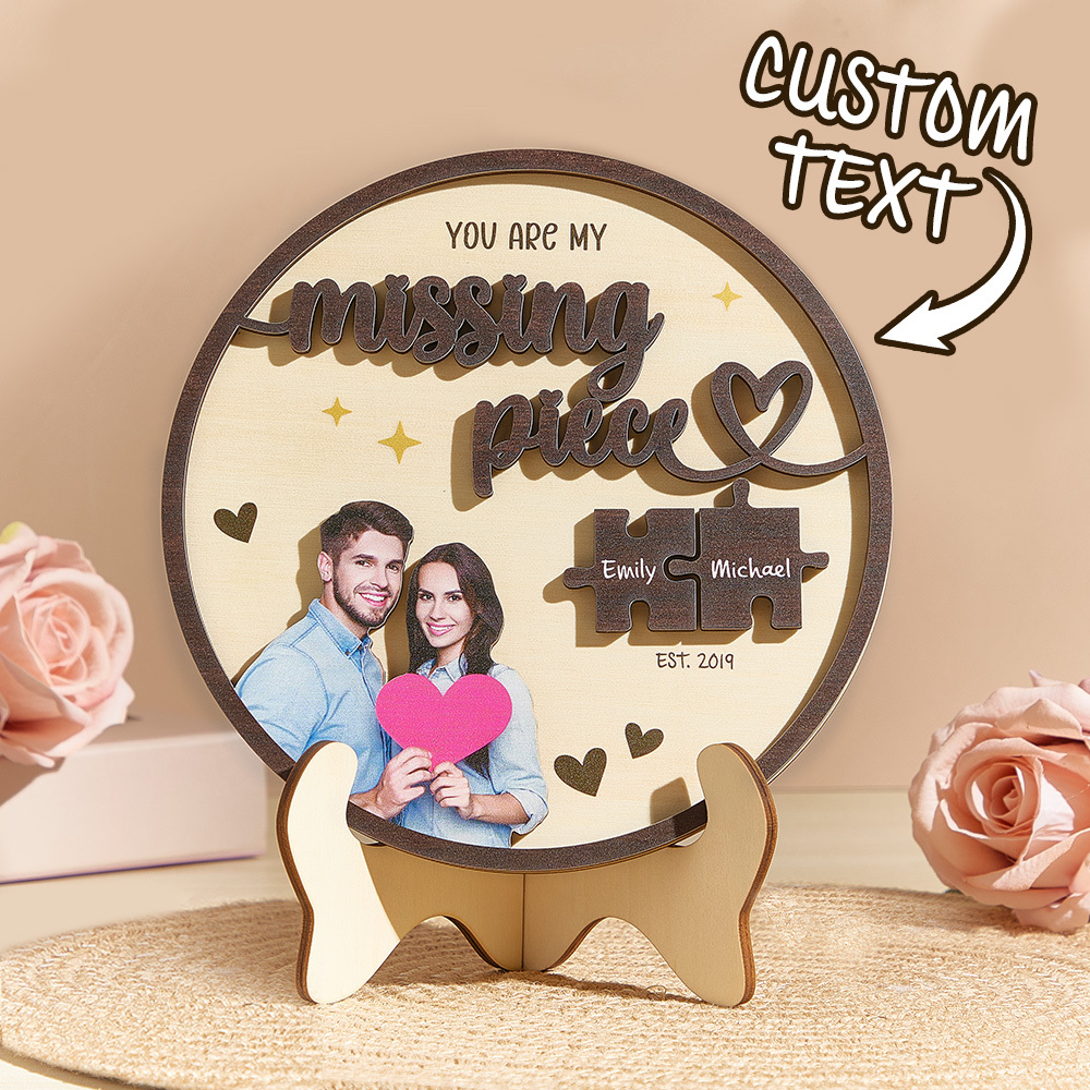 Personalized My Missing Piece Wooden Couple Keepsake Custom Photo Puzzle Piece Decor Anniversary Gift