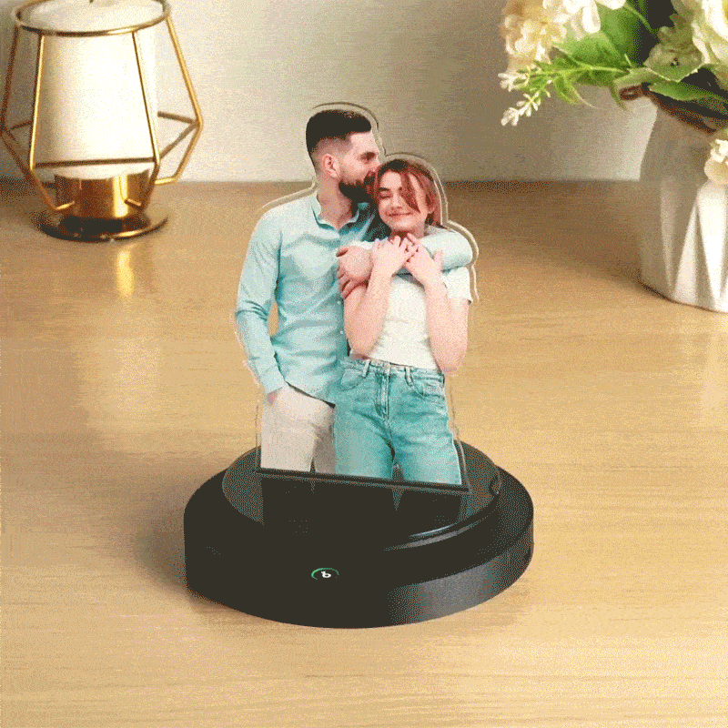 Personalized Photo Engraved Rotating Music Box Acrylic Plaue Anniversary Gift Couple's Gift