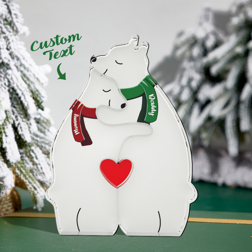 Personalized Family Acrylic Bear Puzzle Custom Name Acrylic Bear with Scarf Christmas Warm Gift
