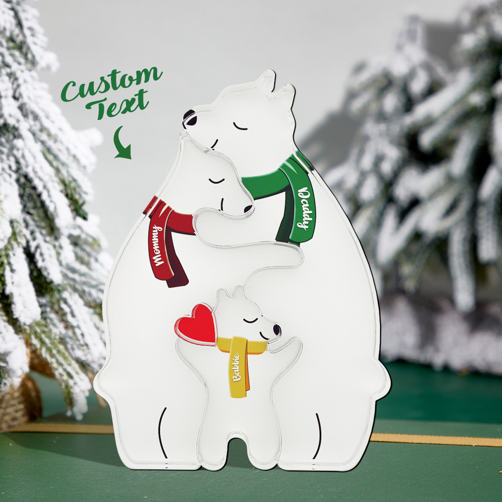 Personalized Family Acrylic Bear Puzzle Custom Name Acrylic Bear with Scarf Christmas Warm Gift