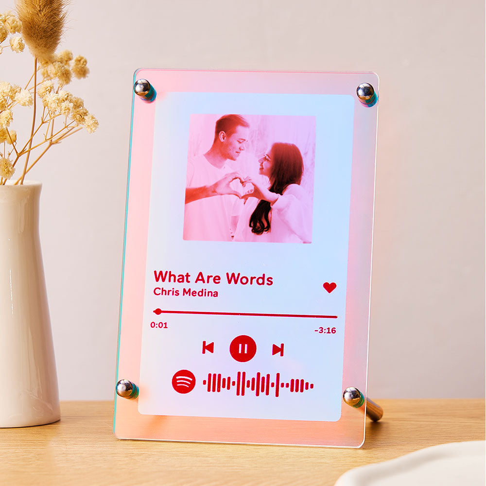 Scannable Spotify Code Photo Transparent Gradient Color Frame Personalized Laser Colorful Acrylic Plaque Valentine's Day Gifts -